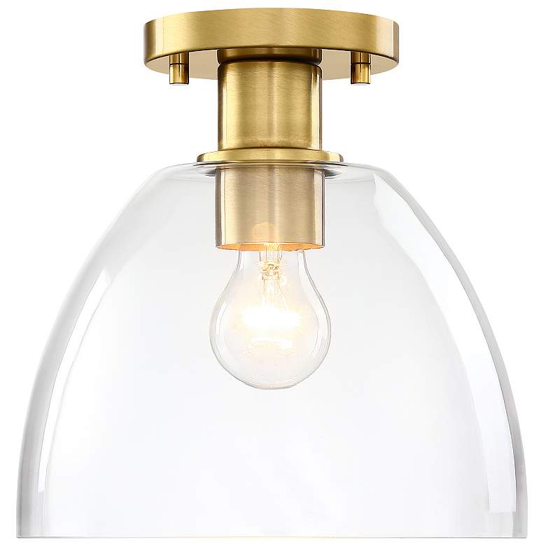 Image 1 Indigo 10 in. 1-Light Brushed Gold Modern Semi Flush Mount