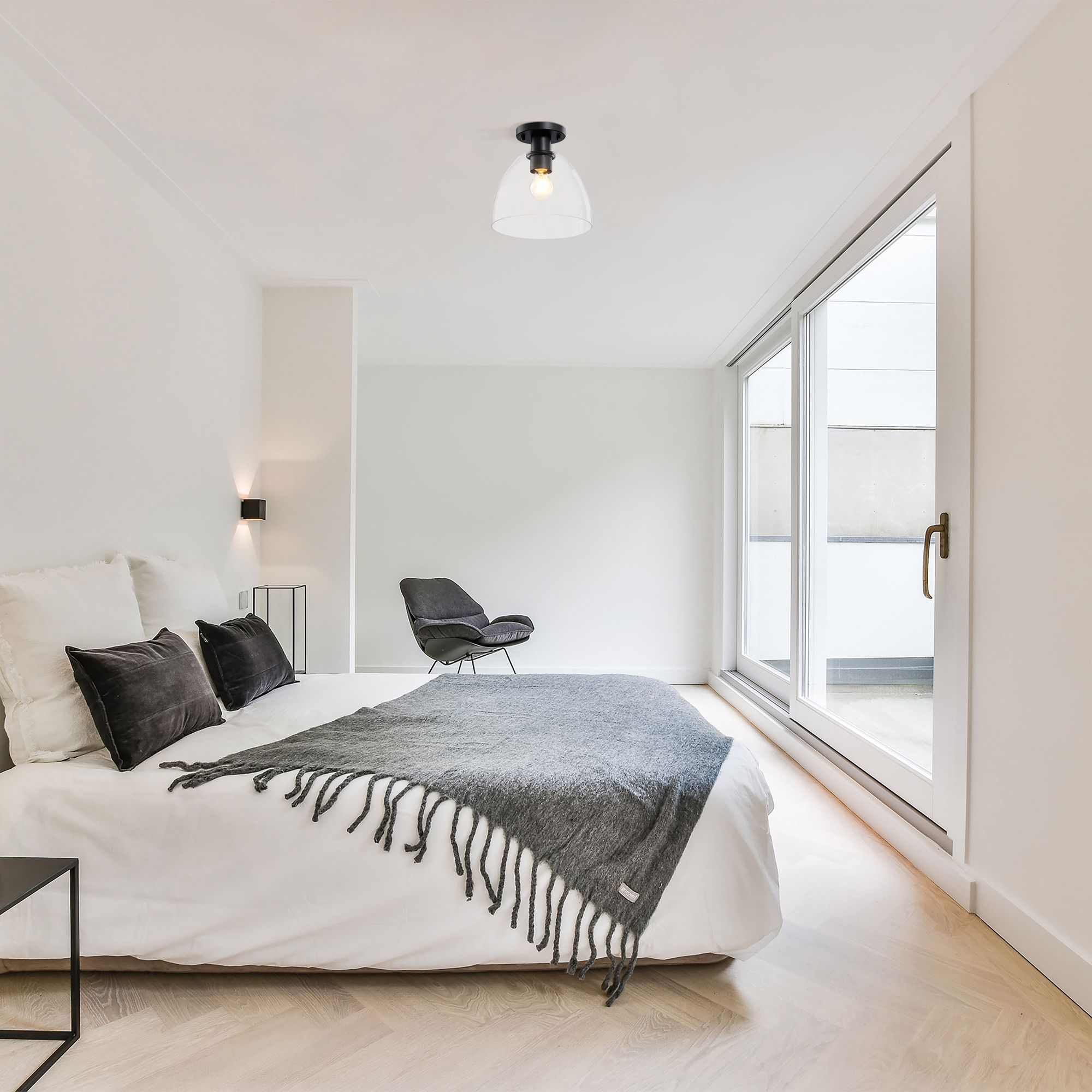 Image 6 Indigo 10 in. 1-Light Matte Black Modern Semi Flush Mount more views