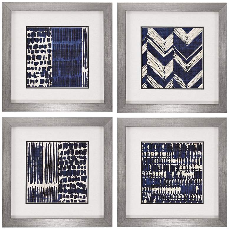 Image 2 Indigo Batik 21" Square 4-Piece Framed Wall Art Set