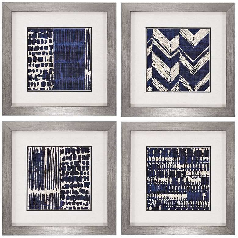 Image 2 Indigo Batik 21 inch Square 4-Piece Framed Wall Art Set