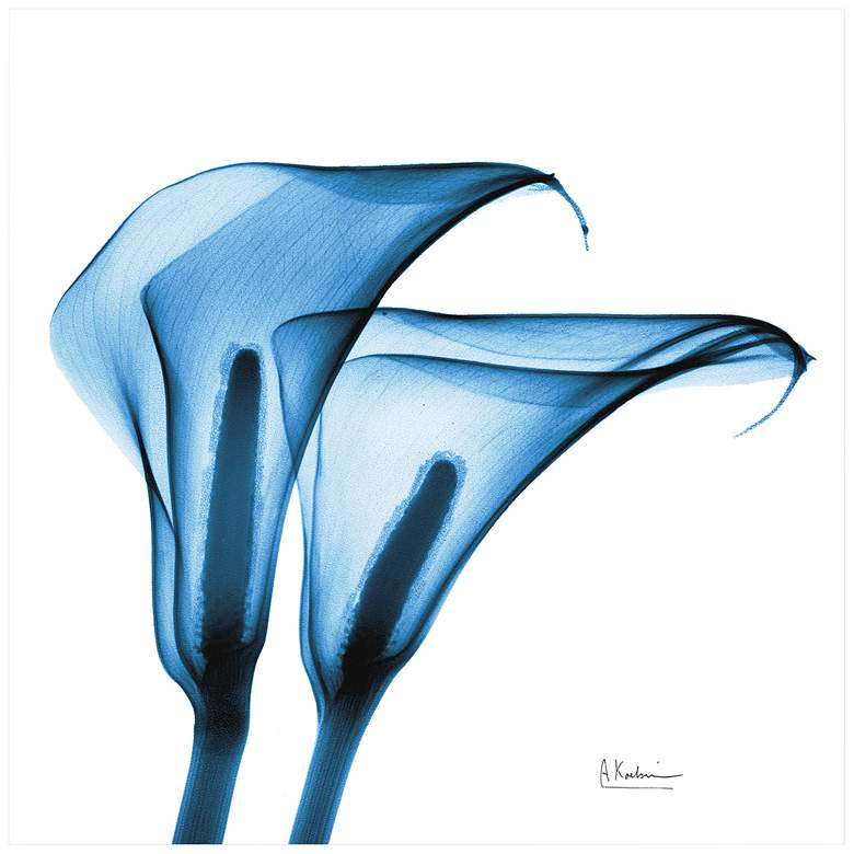 Image 3 Indigo Calla Lililes 24" Square Glass Graphic Wall Art