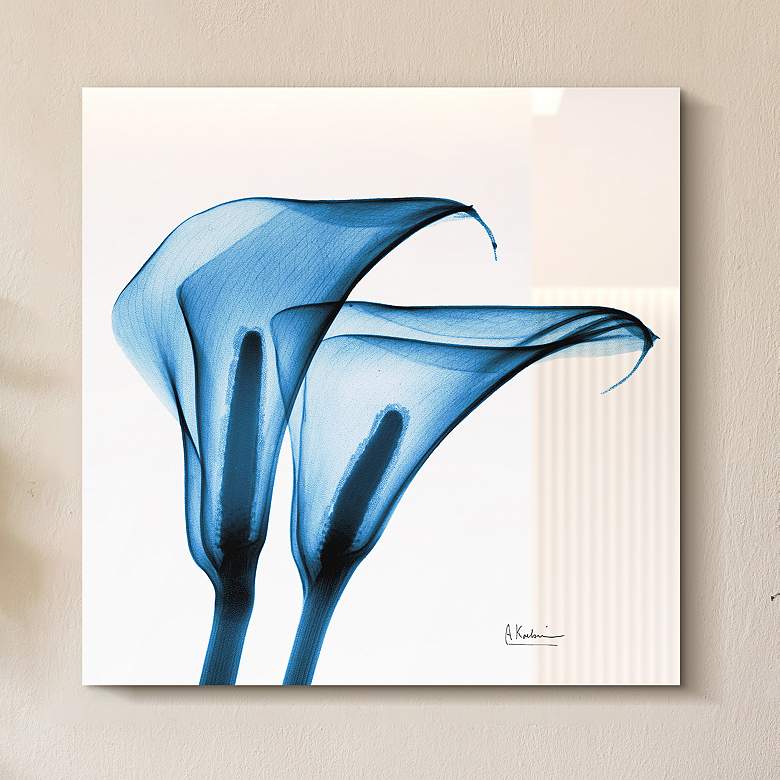 Image 2 Indigo Calla Lililes 24" Square Glass Graphic Wall Art