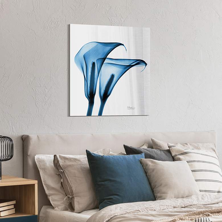 Image 6 Indigo Calla Lililes 24 inch Square Glass Graphic Wall Art more views