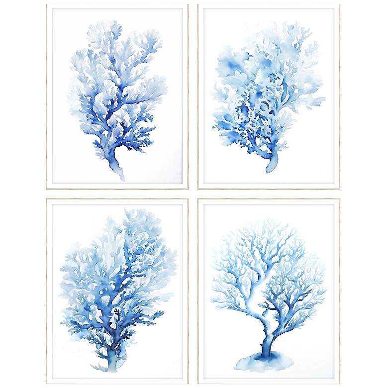 Image 1 Indigo Coral 19"W x 25"H Framed Art Set of 4