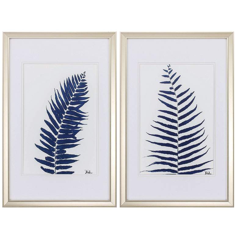 Image 1 Indigo Ferns 18"W x 28"H Framed Art Set of 2