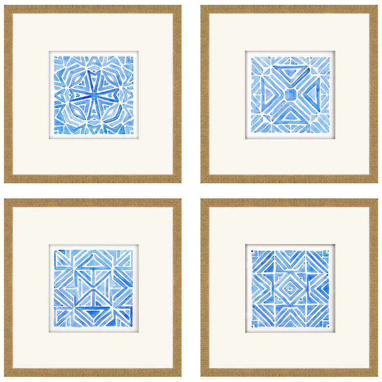 Image 3 Indigo Geo 21" Square 4-Piece Framed Wall Art Set