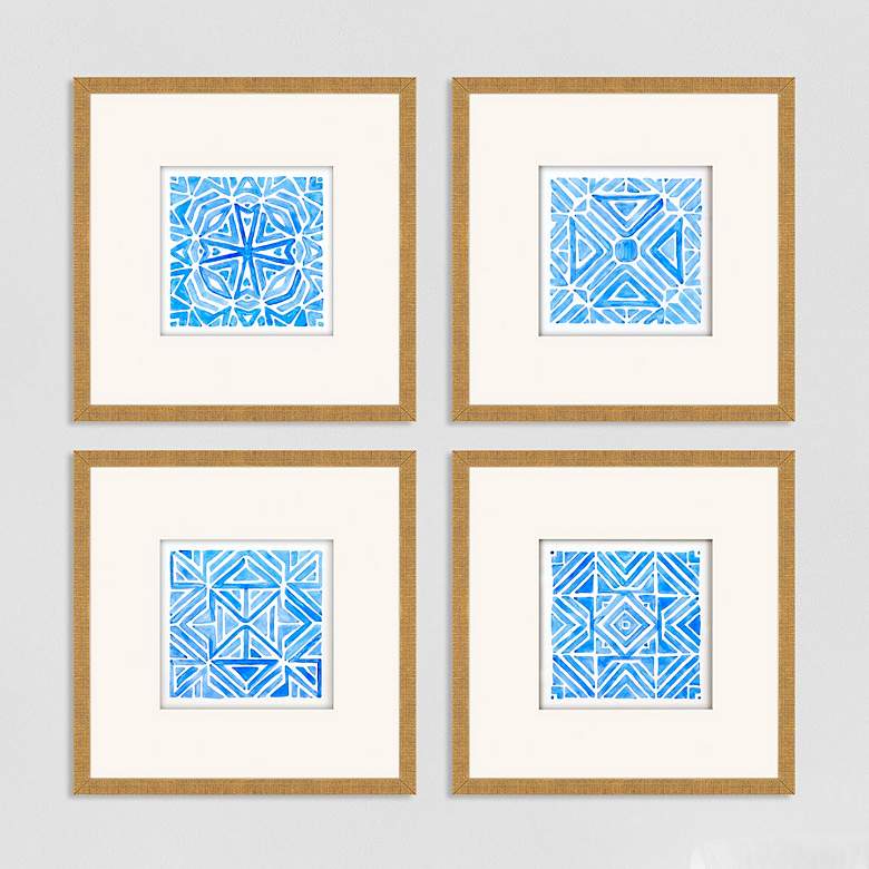 Image 2 Indigo Geo 21" Square 4-Piece Framed Wall Art Set