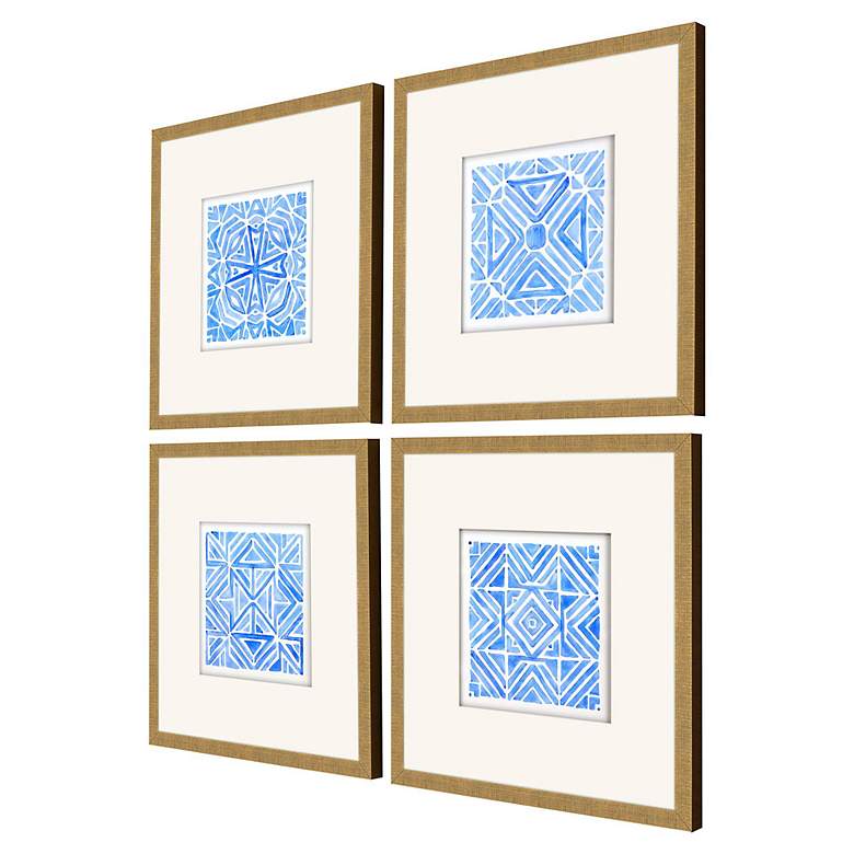 Image 5 Indigo Geo 21" Square 4-Piece Framed Wall Art Set more views