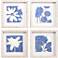 Indigo I 16" Square 4-Piece Framed Shadow Box Wall Art Set