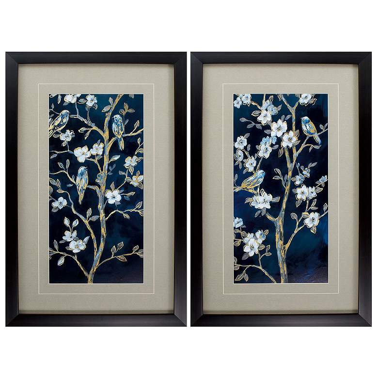 Image 1 Indigo Into Spring 22"W x 34"H Framed Art Set of 2