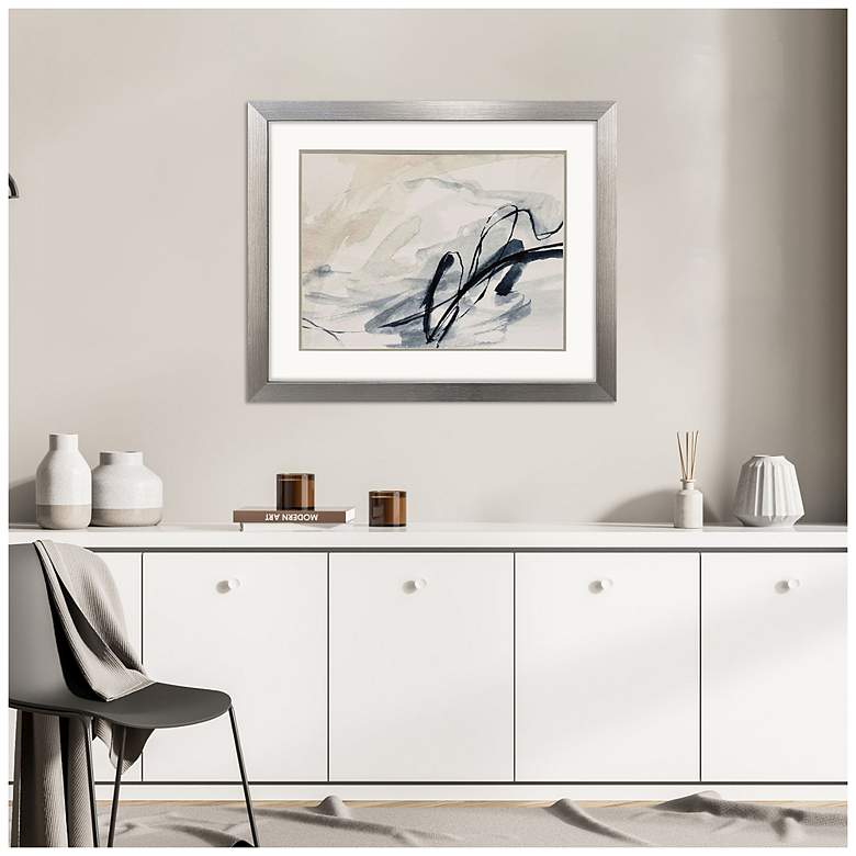 Image 4 Indigo Markings II 32"W x 26"H Contemporary Framed Art more views