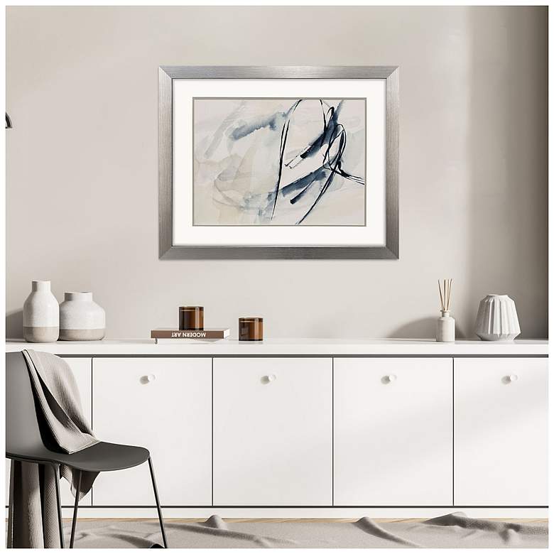 Image 4 Indigo Markings IV 32"W x 26"H Contemporary Framed Art more views