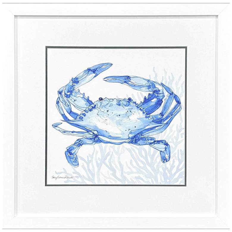 Image 1 Indigo Ocean Crab 29"W x 29"H Coastal Framed Art