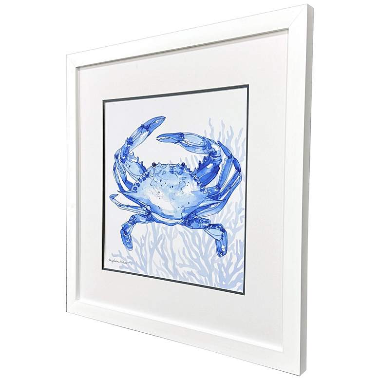 Image 2 Indigo Ocean Crab 29"W x 29"H Coastal Framed Art more views