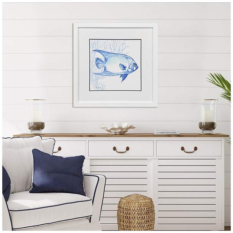 Image 4 Indigo Ocean Fish 29"W x 29"H Coastal Framed Art more views