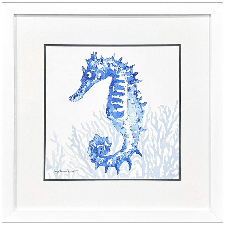 Image 1 Indigo Ocean Seahorse 29"W x 29"H Coastal Framed Art