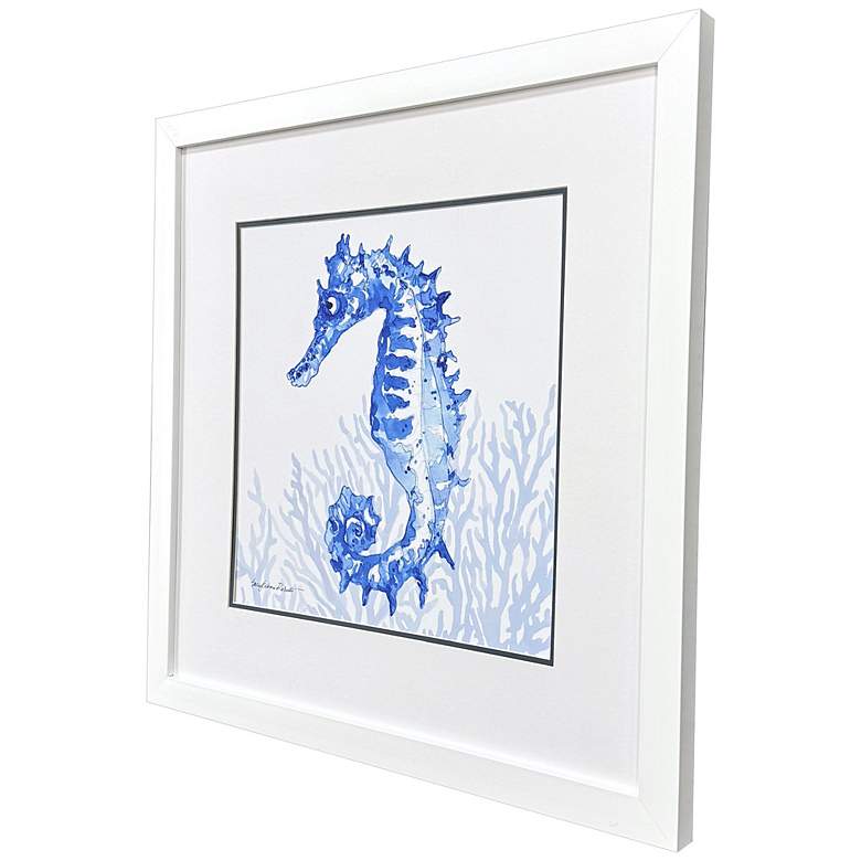 Image 2 Indigo Ocean Seahorse 29"W x 29"H Coastal Framed Art more views