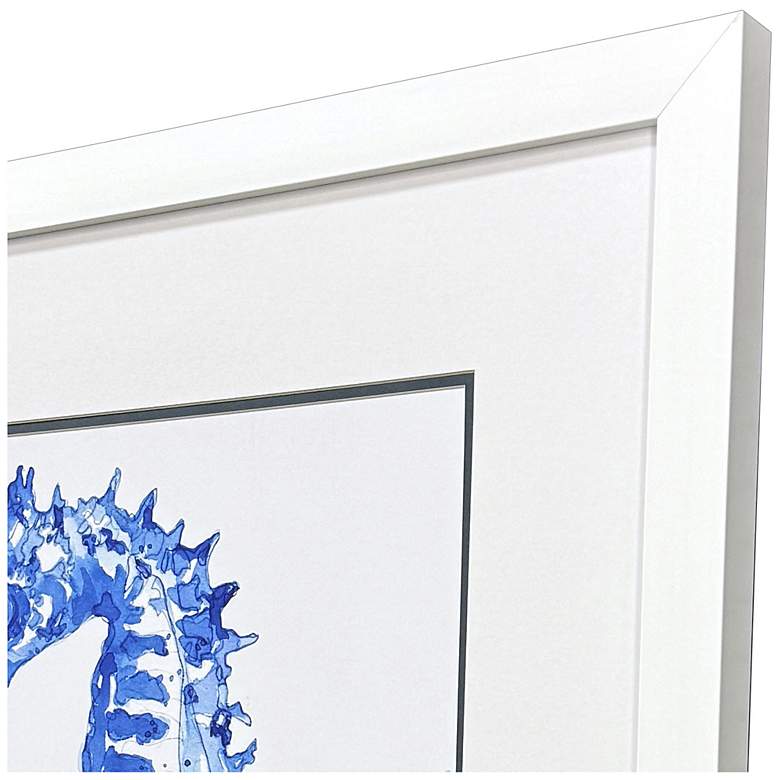 Image 3 Indigo Ocean Seahorse 29"W x 29"H Coastal Framed Art more views
