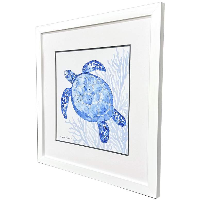 Image 2 Indigo Ocean Turtle 29"W x 29"H Coastal Framed Art more views