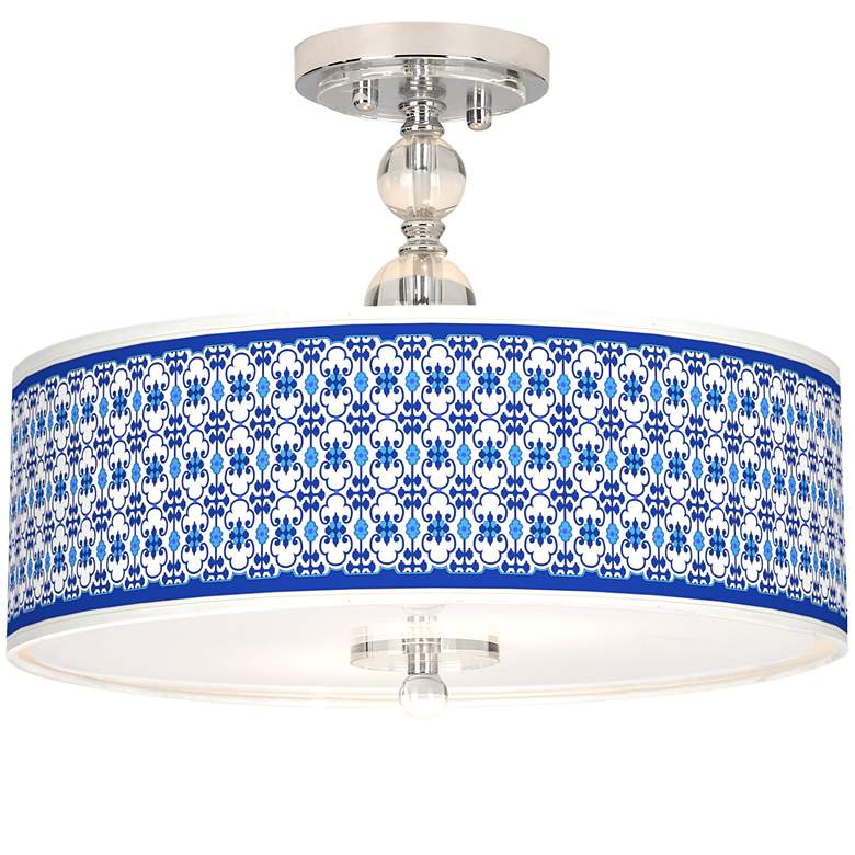 Image 1 Indigo Path Giclee 16" Wide Semi-Flush Ceiling Light