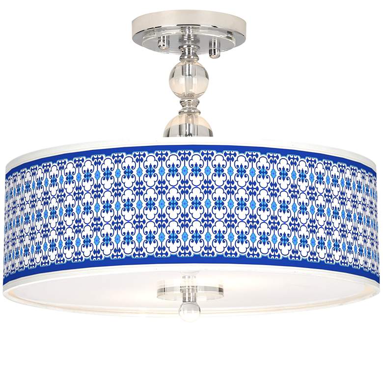 Image 1 Indigo Path Giclee 16 inch Wide Semi-Flush Ceiling Light