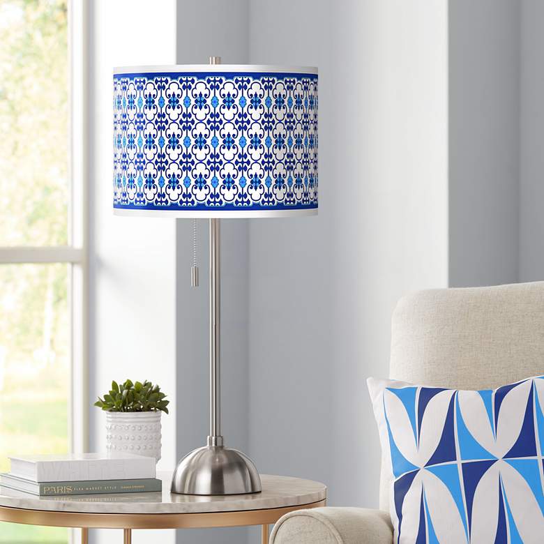 Image 1 Indigo Path Giclee Brushed Nickel Table Lamp