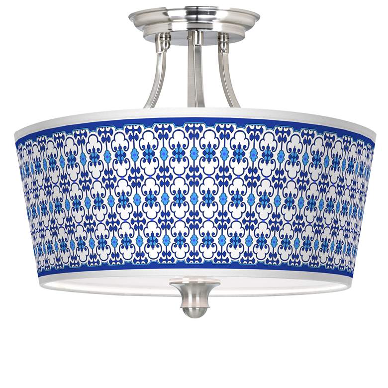 Image 1 Indigo Path Tapered Drum Giclee Ceiling Light