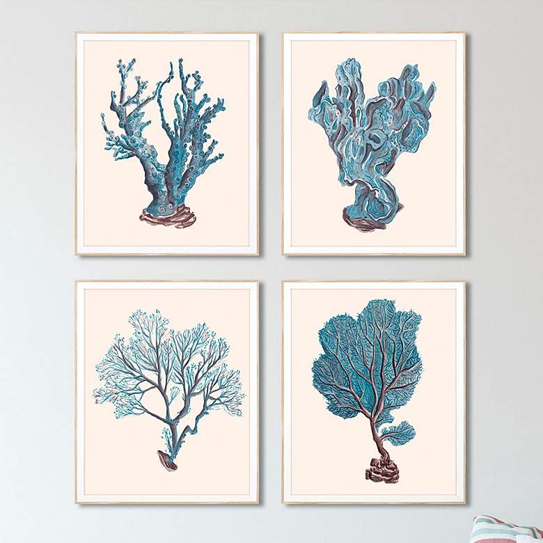 Image 2 Indigo Reef 22" High Rectangular 4-Piece Framed Wall Art Set