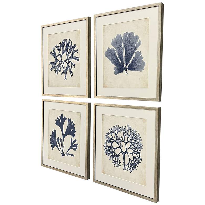Image 2 Indigo Sea Life 17"W x 19"H Coastal Framed Art Set of 4 more views
