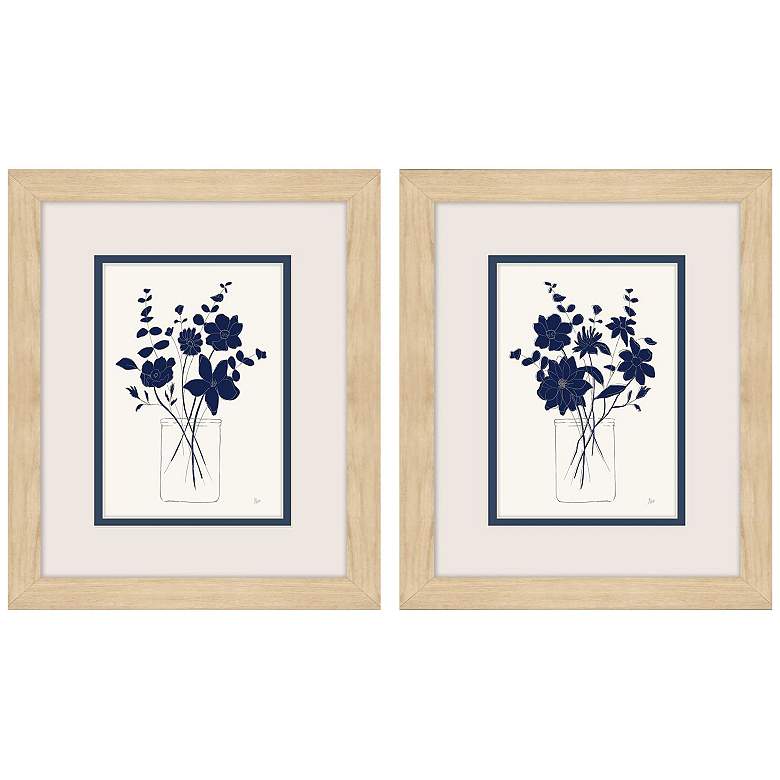 Image 1 Indigo Sketch 10"W x 12"H Framed Art Set of 2