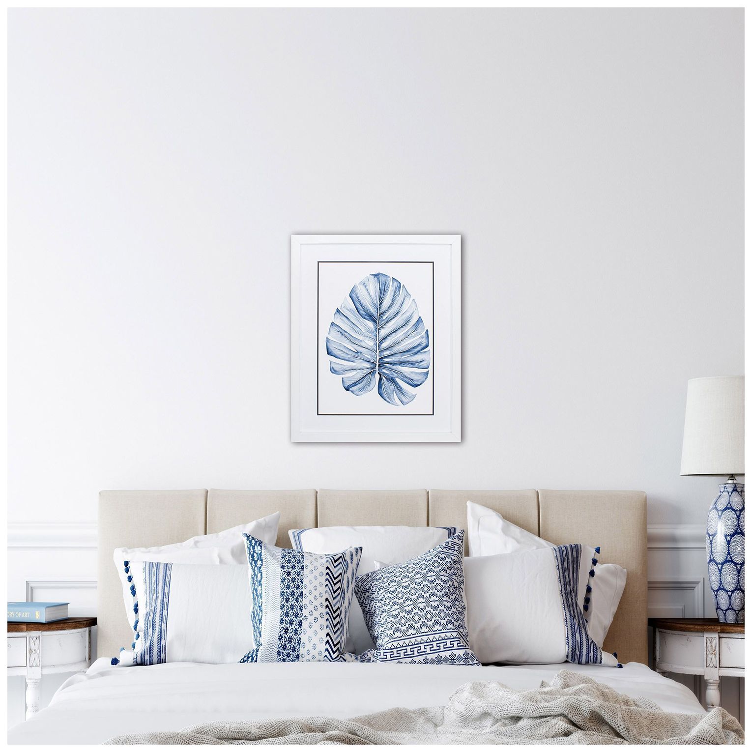 Image 2 Indigo Tropical Leaf I 27"W x 33"H Framed Art more views