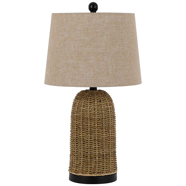 Image 2 Indio Brown Woven Wicker Basket Table Lamp