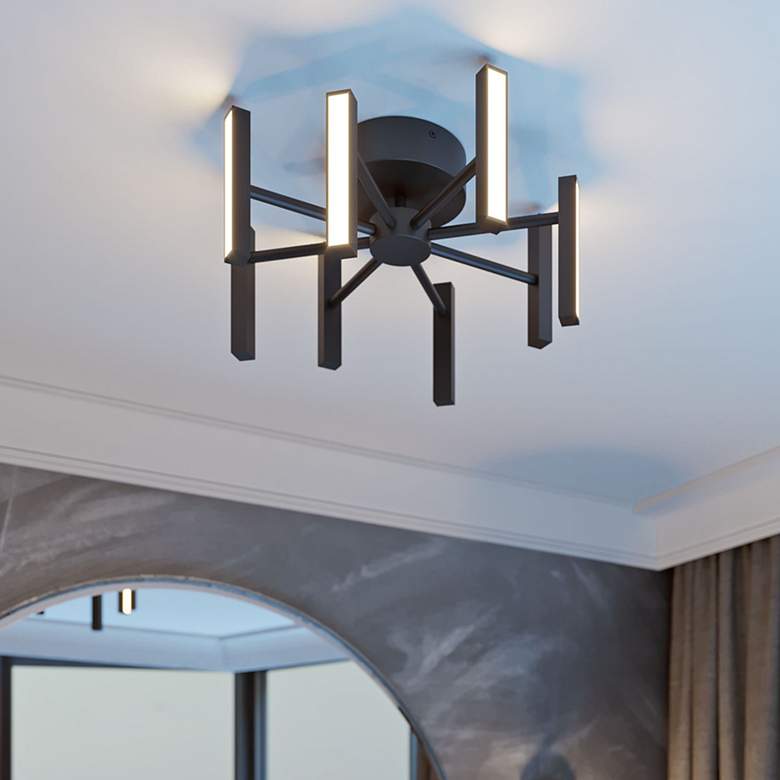 Image 1 Indra 16" Wide Black 8-Light LED Ceiling Light