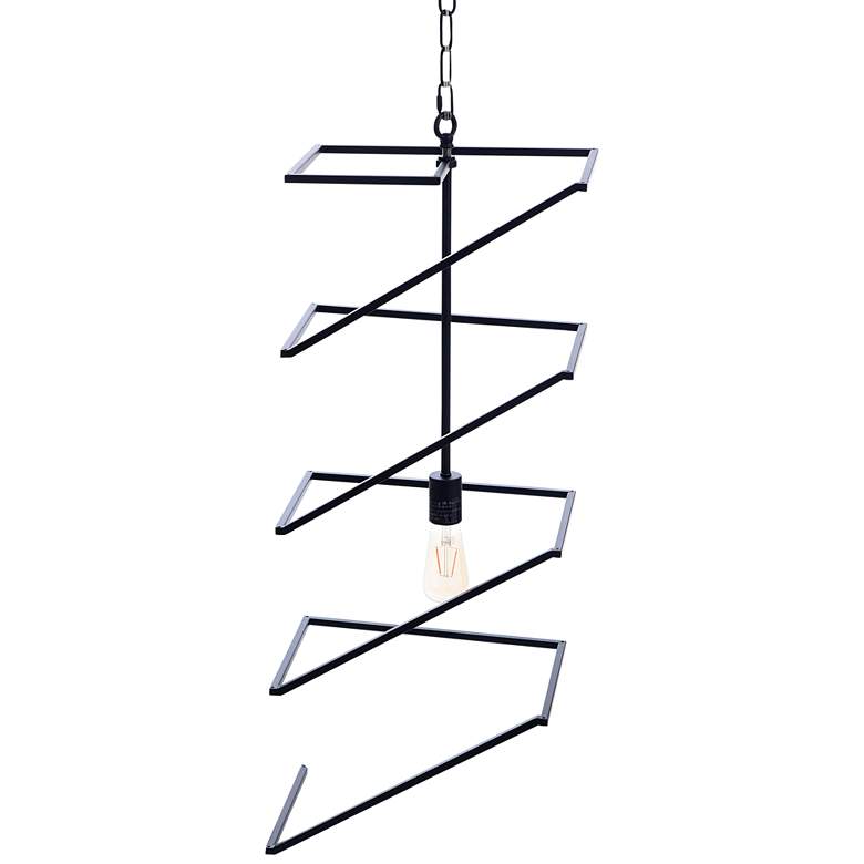 Image 1 Indra 16" Wide Painted Black Geometric Spiral Pendant