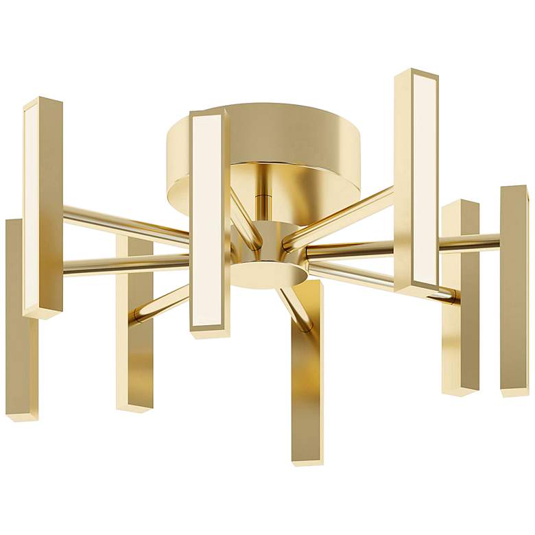 Image 3 Indra 16" Wide Satin Brass 8-Light LED Ceiling Light