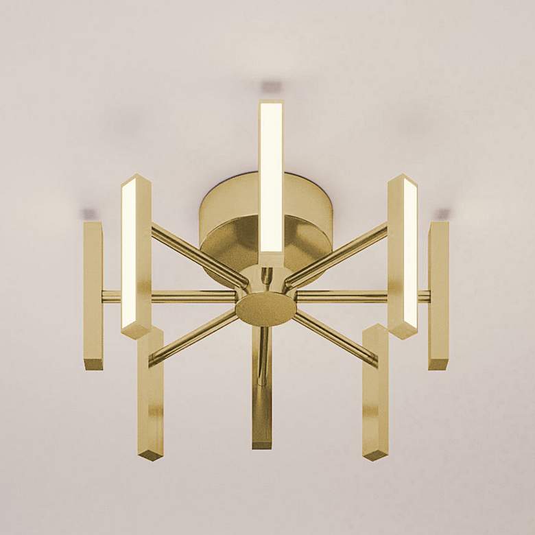 Image 2 Indra 16" Wide Satin Brass 8-Light LED Ceiling Light
