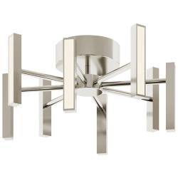 Indra 16" Wide Satin Nickel LED Semi-Flush Mount