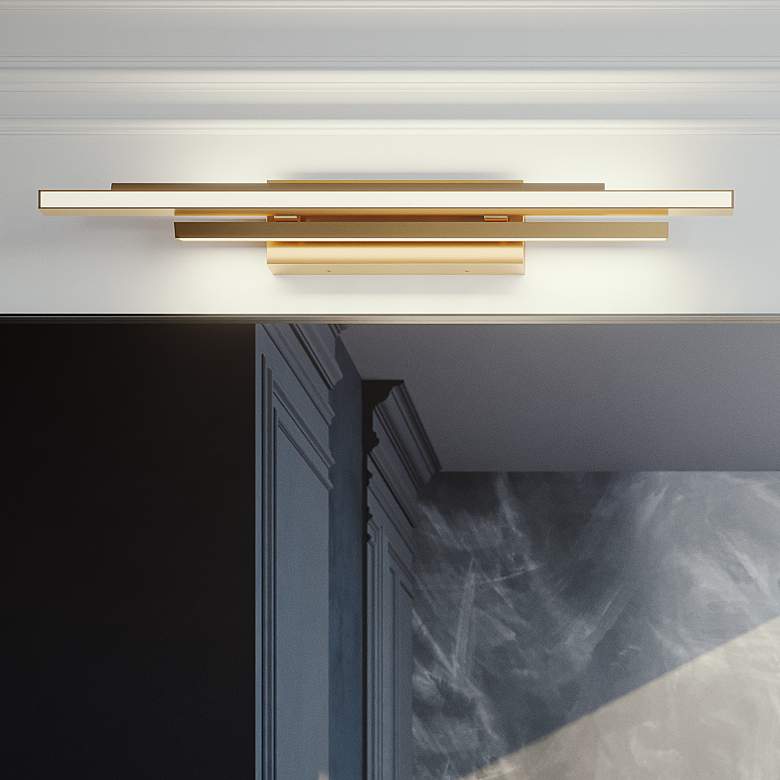 Image 2 Indra 24" Wide Satin Brass LED Bath Vanity Light
