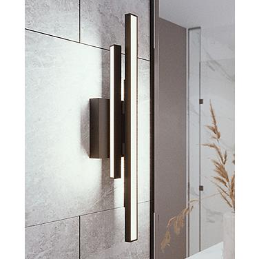 Indra 24" Wide Black LED Vanity Bath Light w/ White Acrylic