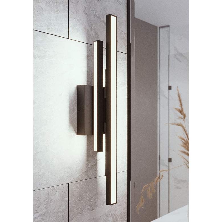 Image 1 Indra 36" Wide Black LED Linear Vanity Bath Light