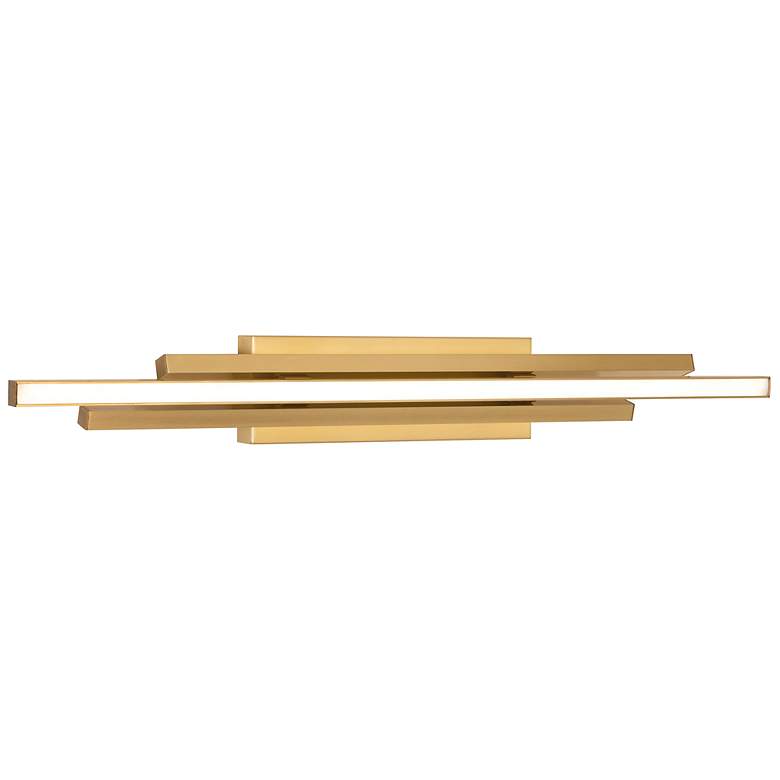 Image 3 Indra 36" Wide Satin Brass LED Bath Light
