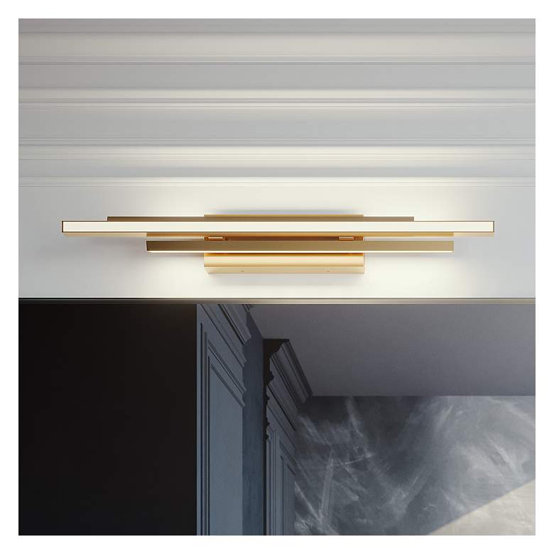 Image 2 Indra 36" Wide Satin Brass LED Bath Light
