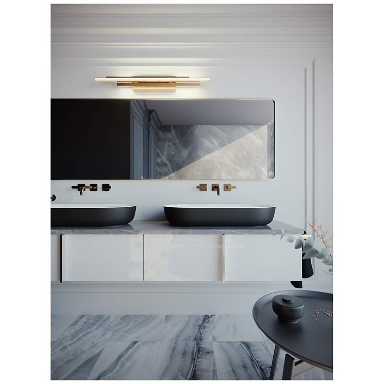 Image 5 Indra 36" Wide Satin Brass LED Bath Light more views