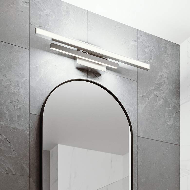 Image 2 Indra 36" Wide Satin Nickel LED Vanity Bath Light