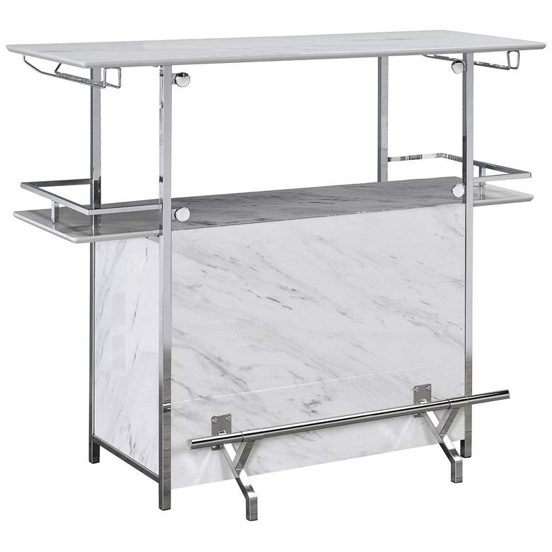 Image 2 Indra 47 1/4" Wide White Wood Multi-Storage Bar Table