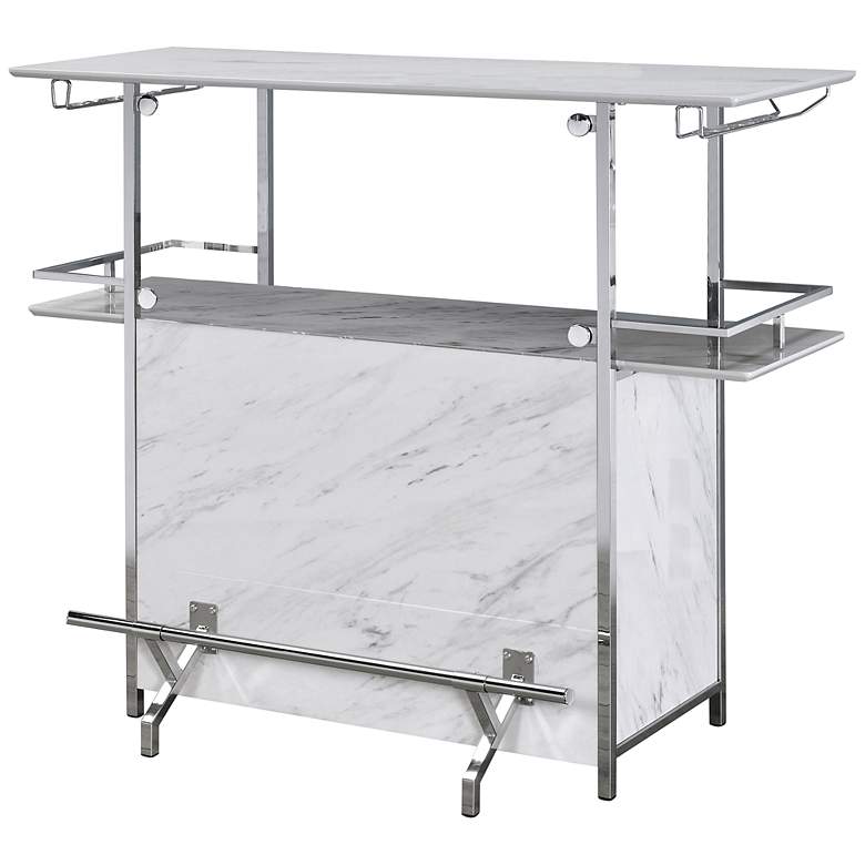 Image 5 Indra 47 1/4" Wide White Wood Multi-Storage Bar Table more views