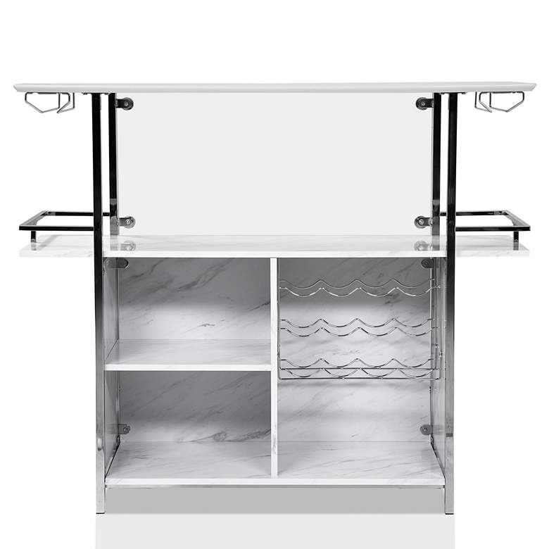 Image 7 Indra 47 1/4" Wide White Wood Multi-Storage Bar Table more views