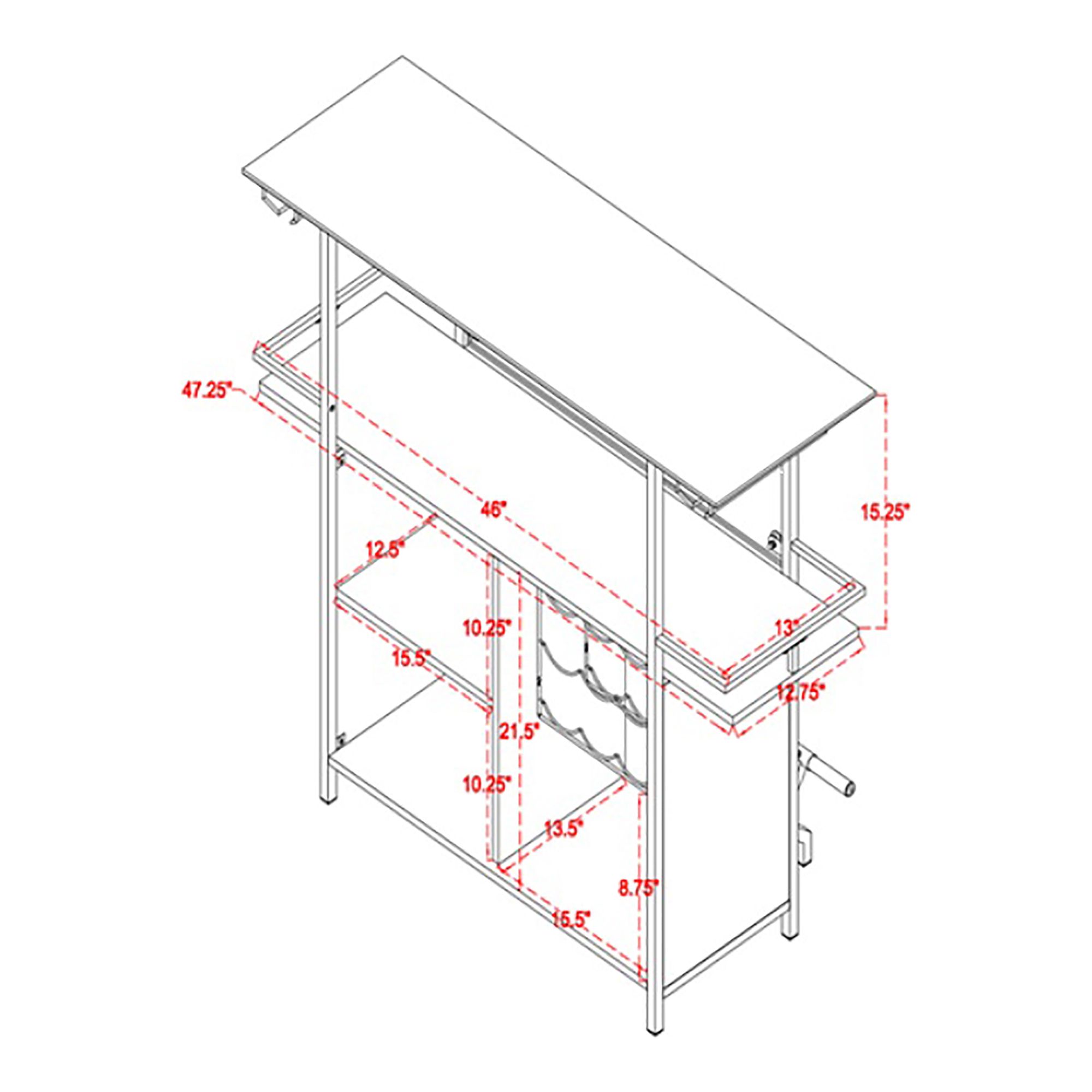 Indra 47 1/4" Wide White Wood Multi-Storage Bar Table