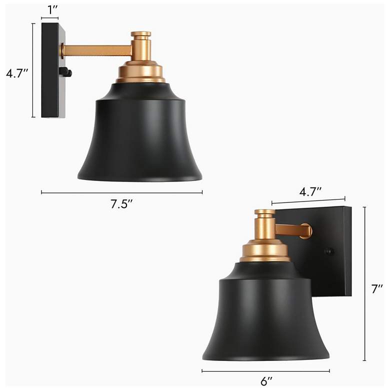 Image 2 Indus 1-Light 5.9" Wide Black and Gold Bath Light more views