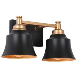 Indus 2-Light 14" Wide Black and Gold Bath Light